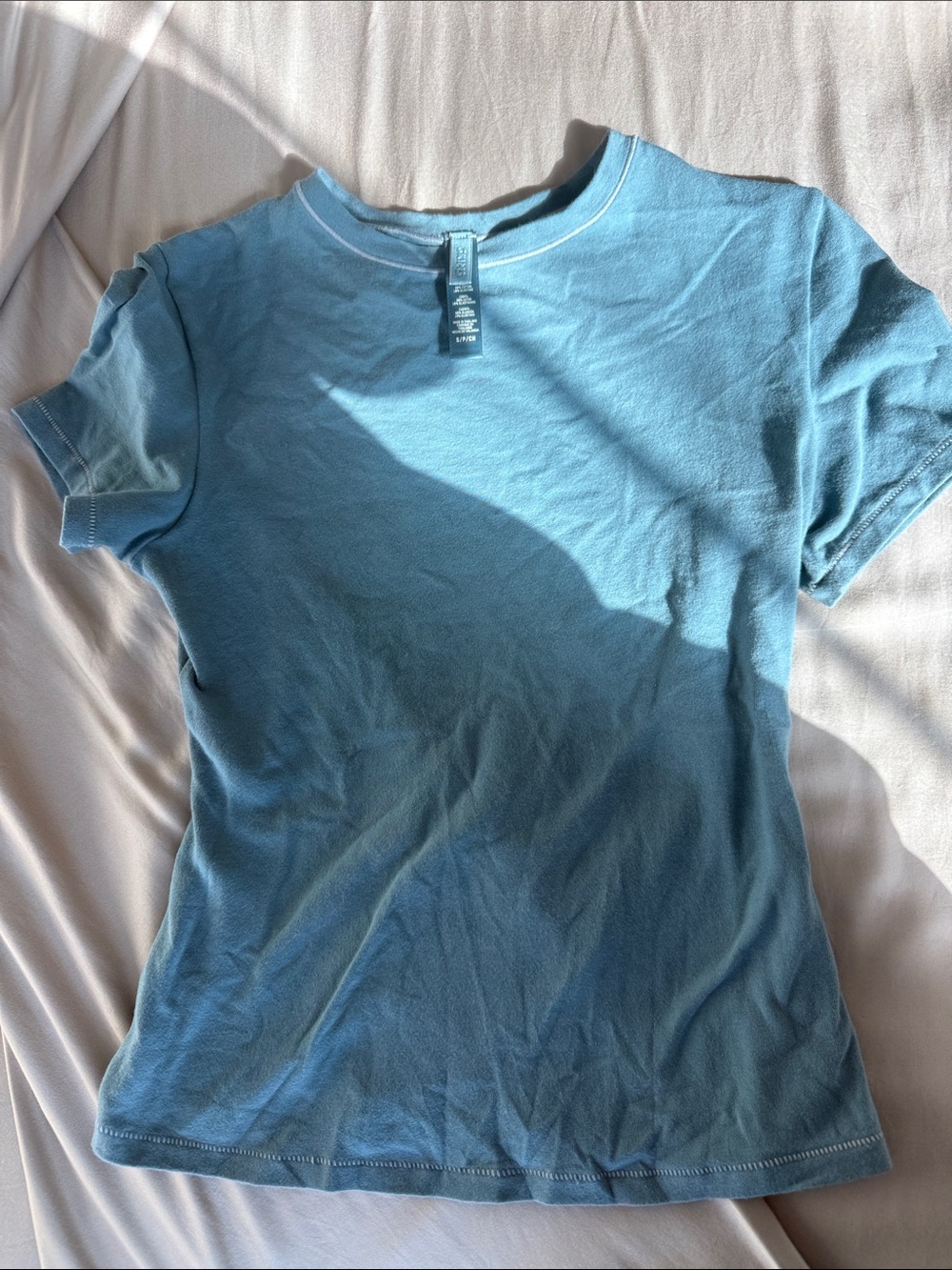SKIMS Light Blue Short Sleeve Crew Tee